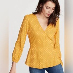Old Navy Yellow Polka Dot Wrap Top size M